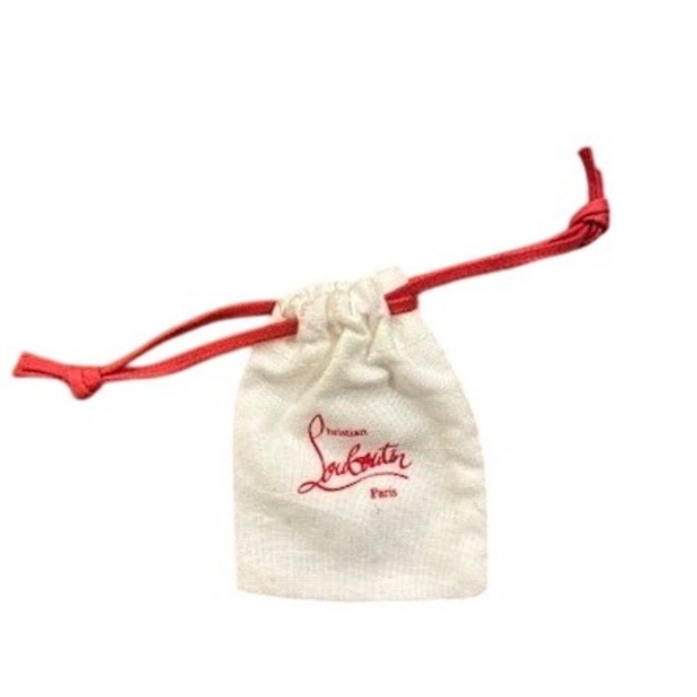 Christian Louboutin White‎ Cotton Dust Bag Red Logo Drawstring Accessory Pouch